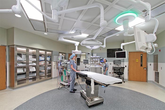 an operating room with two doctors